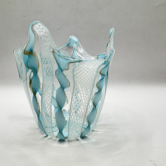 Petite Murano Glass Zanfirico Fazzoletto Handkerchief vase, Mid Century 1960s - Picture 4 of 10